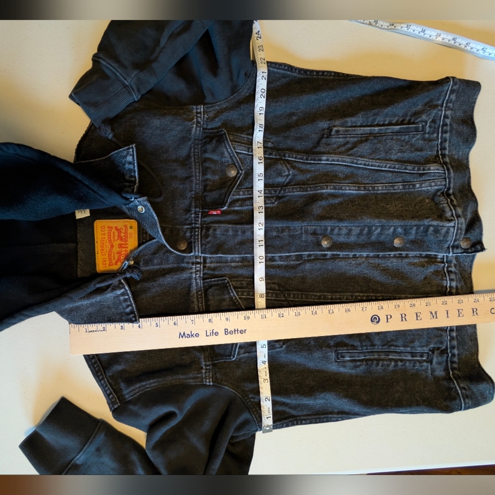 Levi Strauss Co. Vintage Fit Black Hybrid Denim Hoodie Jacket - Picture 5 of 7